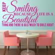 Wall decals with quotes - Wall decal Smiling is beautiful - ambiance-sticker.com